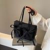Bowknot Pleated Shoulder Bag Large Capacity Underarm Bag Trendy Armpit Bag  Girls