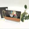 Portariviste Metallico Nordico - Organizer da Scrivania in Ecopelle con Cornice Dorata, Contenitore Compatto per Ufficio Domestico/Decorazione Libreria