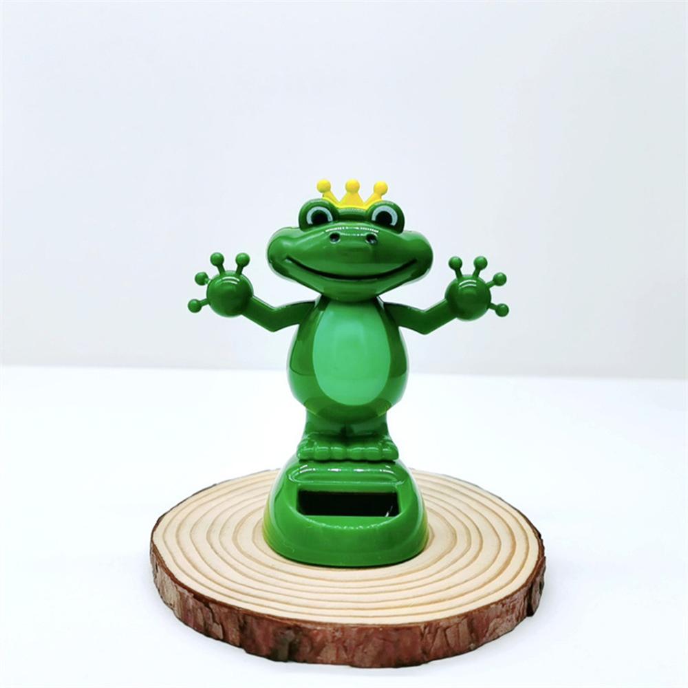 Car Decoration Solar Energy Decoration Shaking Head Doll Cartoon Frog Prince Shape Decoration Gift Creative Interior Automotive