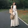 White Long Dress Women's 2026 Spring and Summer New Gentle Temperament French Waist High Sense Sleeveless Long Skirt