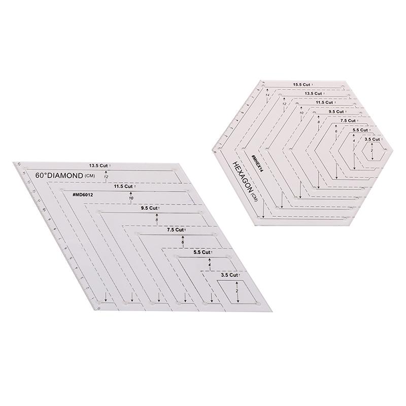 Quilting Patchwork Ruler Triangle Rhombus Hexagon Acrylic Template Sewing Tool