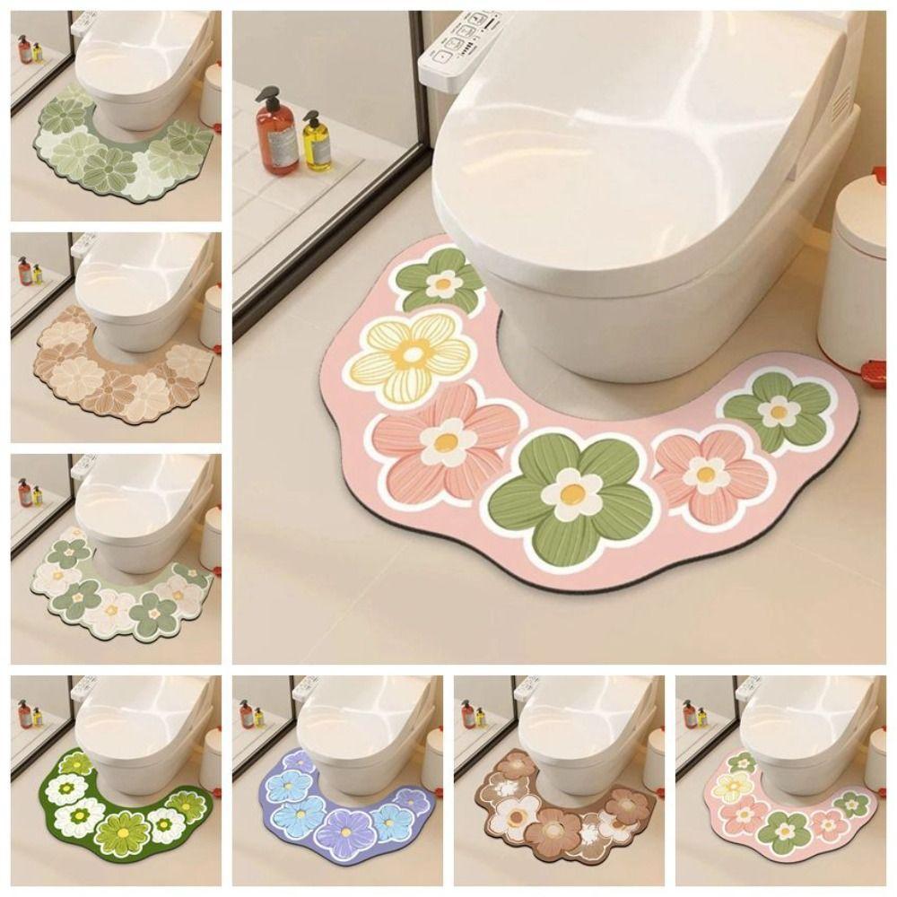 Quick Drying Toilet Mat Water Absorbing U-shaped Floor Mat Beautiful Door Mat Carpet Toilet Room
