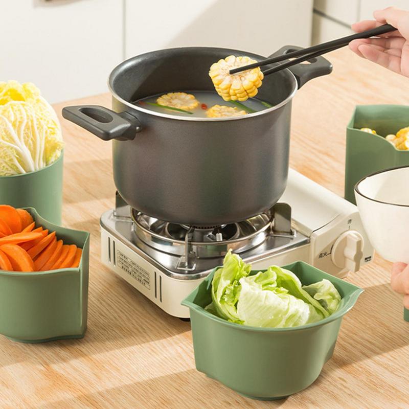 Divided Veggie Tray Rotating Veggie Tray Hot Pot Drain Basket Rotate Fruit Washing Basket For Picnic BBQ Kitchen