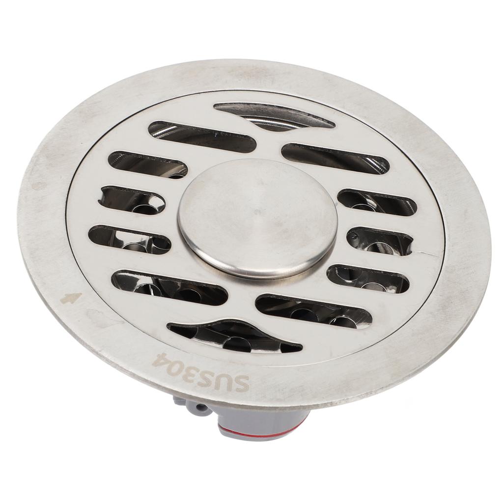 10cm Round Floor Drain Kit Stainless Steel Odor Prevention Shower Drain Bathroom Hair Strainer 50‑75mm Pipes