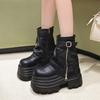 0000 Spice Girl Style Maillard Western Cowboy Platform Martin Boots Women's Autumn and Winter New Height Increasing Muffin Pants Short Boots