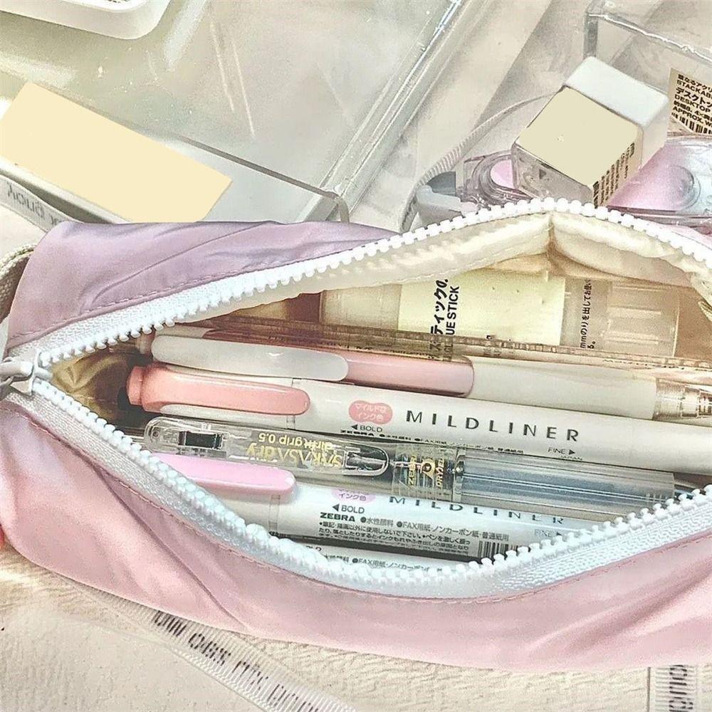 Cream Color Pencil Case Cosmetic Bag Stationery Storage Bag Aesthetic Pencil Bags  for Girls