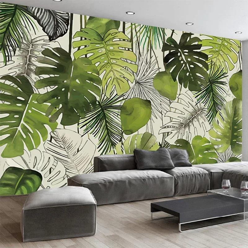 Modern Simple 3d Wallpaper Banana Leaf Mural Living Room Restaurant Cafe Background Wall Murals Home Decor