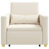 Extendable Single Sleeper Sofa Cream White 90 x 165 x 87 cm Fabric