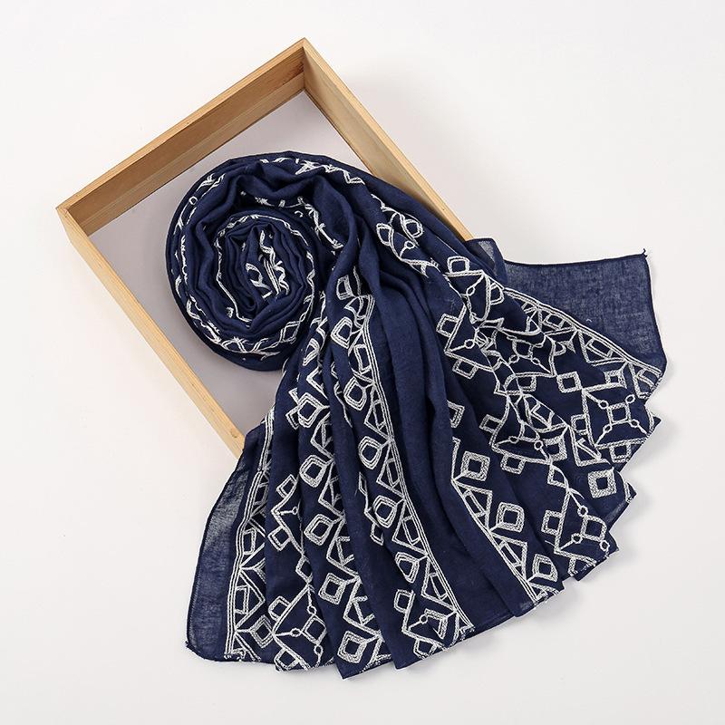 

Однотонный Вышитый Геометрический Клетчатый Шарф Женский Модный Длинный Вискозный Шарф Женский Вязаный Шаль и Накидка Мусульманский Хиджаб Фуляр