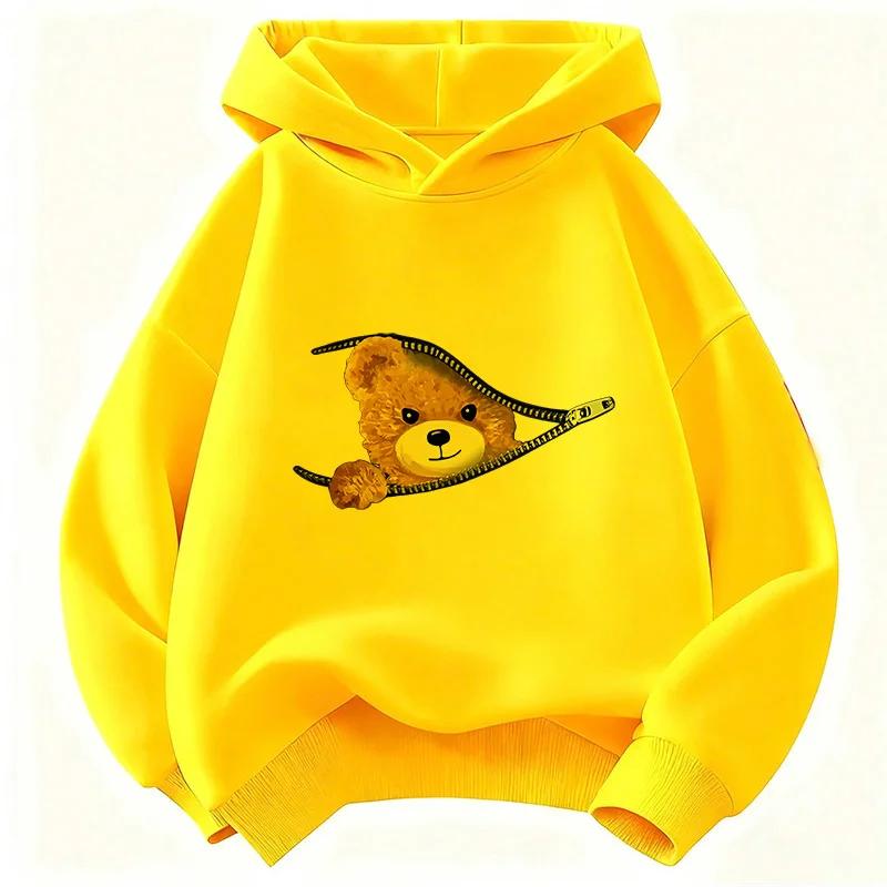 Autumn/Winter Fun Children's Hooded Sweatshirt, Cute and Fashionable Bear Casual Pullover for Boys and Girls