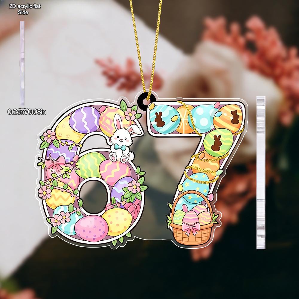 Acrylic Easter Hanging Ornament with Adorable Easter Bunny & Easter Eggs Pattern - Unique 67 Pendants, Drops & Finials - Ideal Easter Gift for Friend 