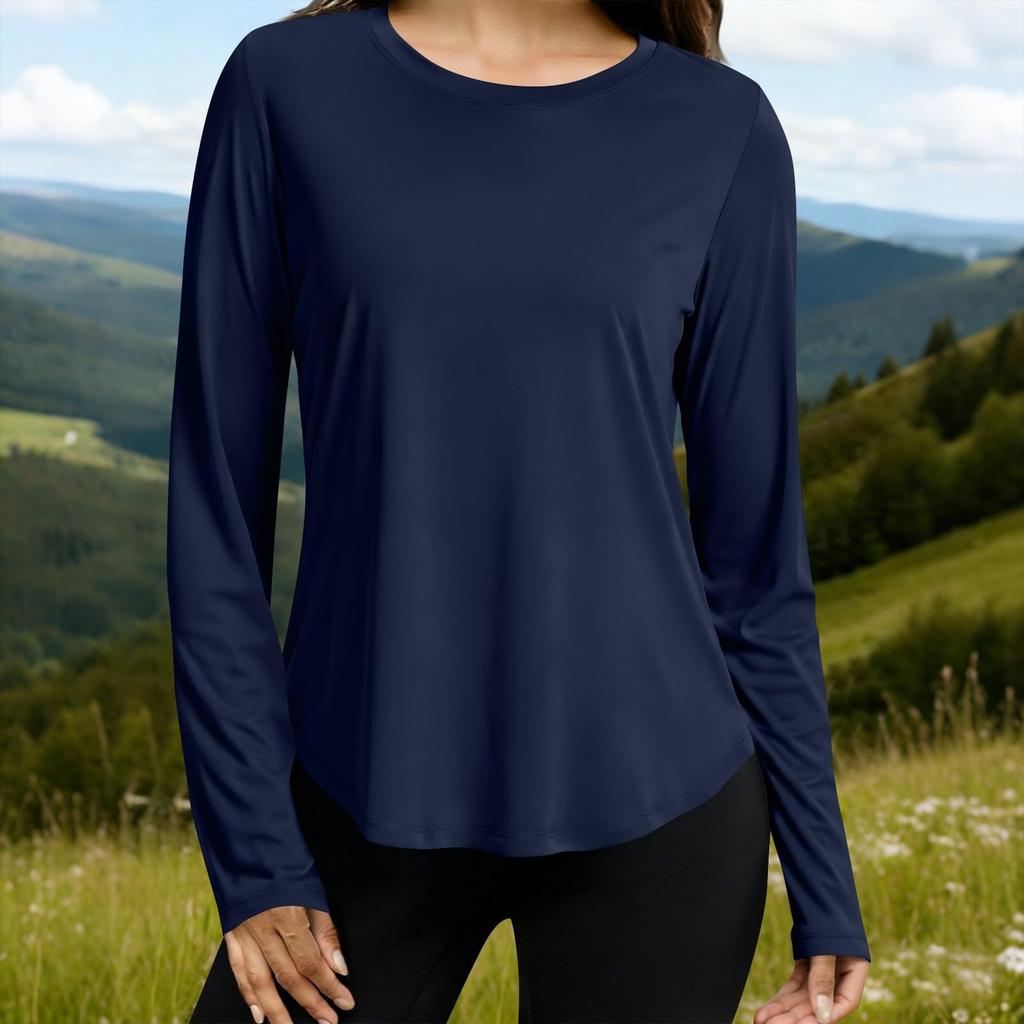 Women's Long Sleeve Breathable Athletic Pullover Loose Fit Round Neck Lightweight Yoga Top for Exercise Workout Running and Casual Wear