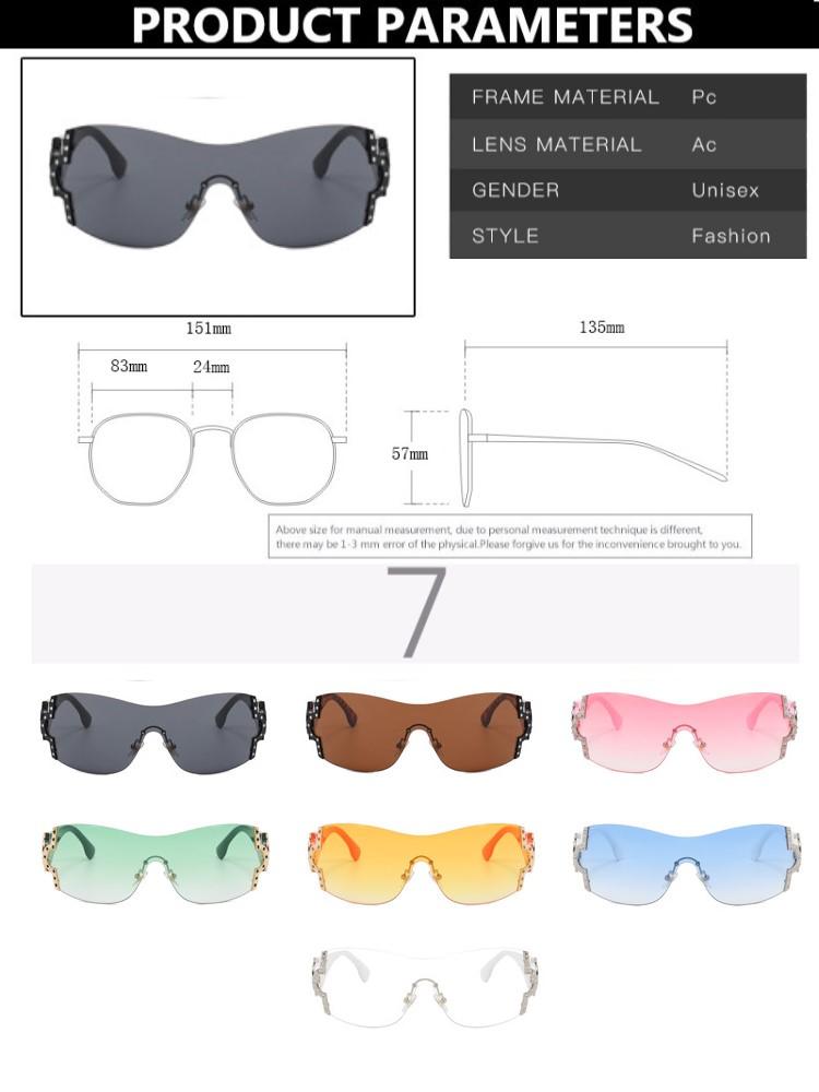 Occhiali da Sole Punk Lusso Y2k Donna Lente Unica Occhiali Marca Designer Unisex Lenti Sfumate Occhiali Strass Occhiali