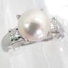 [Used] Pt900 Akoya white pearl diamond ring / size 12 / j1-4