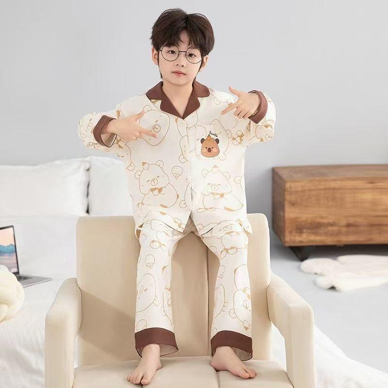 2026 Boys' Spring & Autumn Long Sleeve Pajamas - Lightweight Homewear