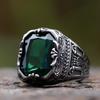 new men Stainless Steel  Crown Totem With green Zircon Ring Geometric For Anniversary Party Wedding Luxury jewelry