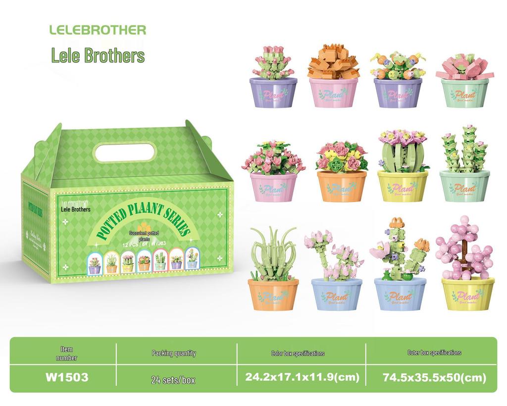 Preserved Flower Bonsai & Rose Succulent Building Blocks - Compatible with LEGO