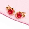 Exquisite Russian Purple Gold Inlaid Redstone Earrings, Simple Luxury Temperament, High-End Luxury Rose Gold-Plated Earrings.