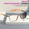 3PCS Pochromic Color Changing Sports Reading Glasses for Men Anti Blue Light Presbyopia Glasses Square Cycling