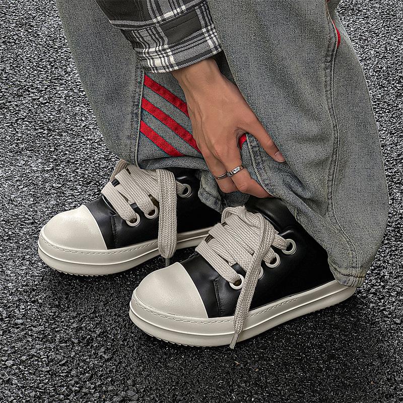 Shoes men's thick-soled low-top board shoes heightened lace-up Korean version casual leather shoes student couple single shoes tide 6261-M