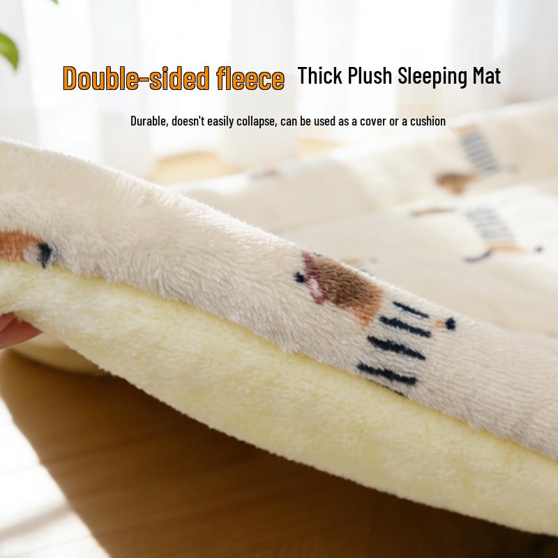 Thick Plush Pet Mat: Cat Bed, Dog Bed, Flannel Blanket, Cotton Sleeping Pad