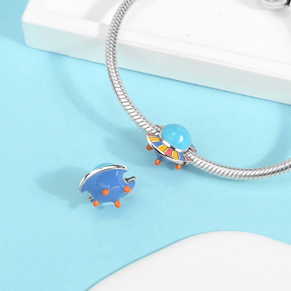 Charms Plata Plane Ufo Travel Gift Copper Plated For Charms Copper Plated Original Bracelet For Jewelry Making
