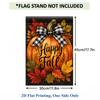 1pc Pumpkin with Leaves Bow Garden Flag - Single-Sided Polyester, 29.97x44.96 Cm, Fall Decor