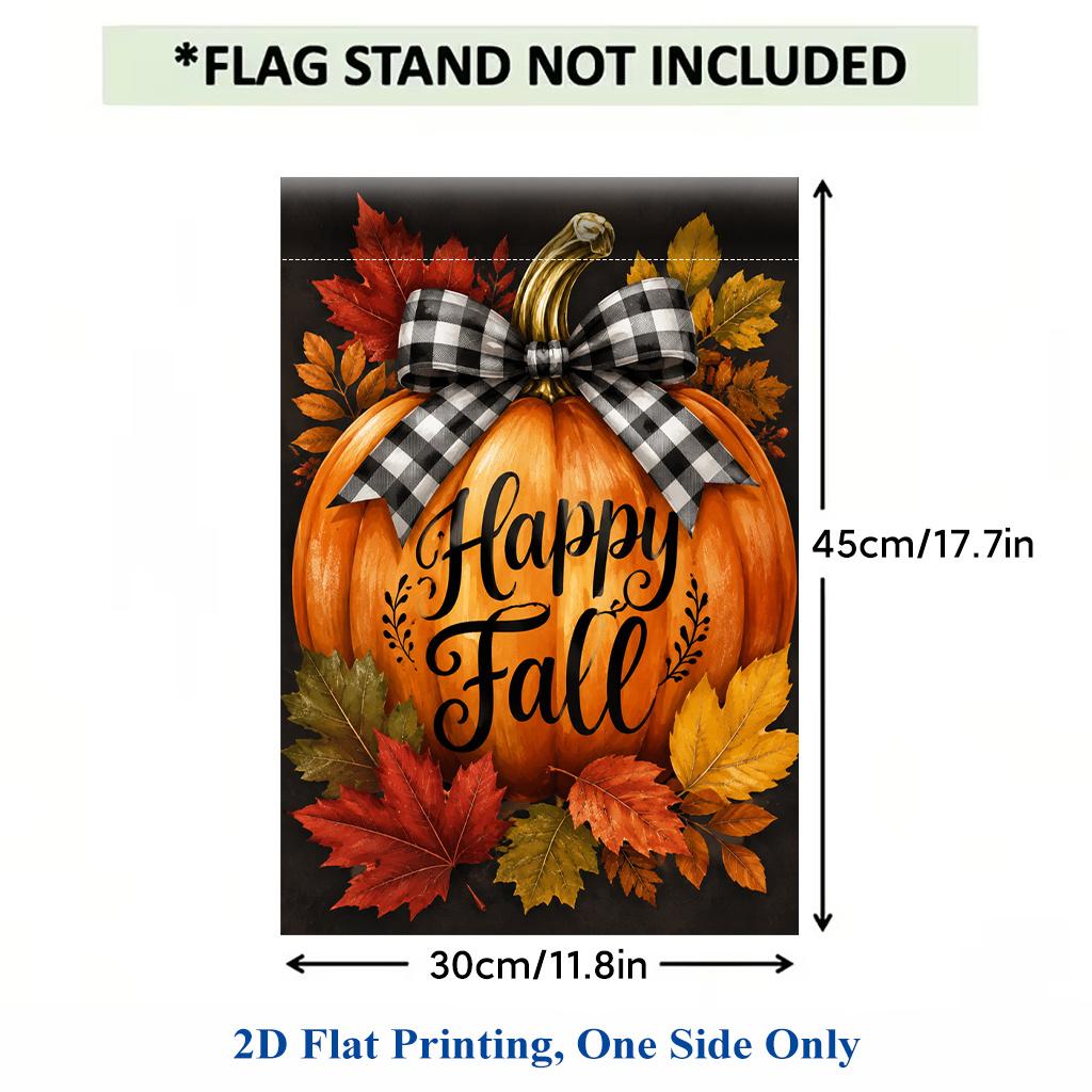 1pc Pumpkin with Leaves Bow Garden Flag - Single-Sided Polyester, 29.97x44.96 Cm, Fall Decor