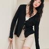 Solid Color Knit Sweater For Women With Button Closure For Spring Casual Wear
