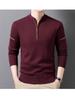 2025 Men's Autumn/Winter Knit Sweater: Half-High Collar, Zipper, Loose Fit, Long Sleeve Pullover