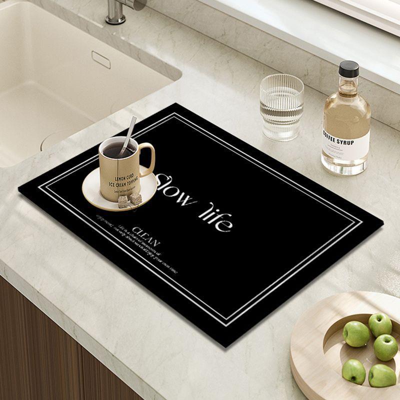Minimalist Kitchen Countertop Drain Mat Bowl Plate Cutlery Mildew Resistant Dish Mat Bar Water Cup Coffee Machine Absorbent Cup Mat