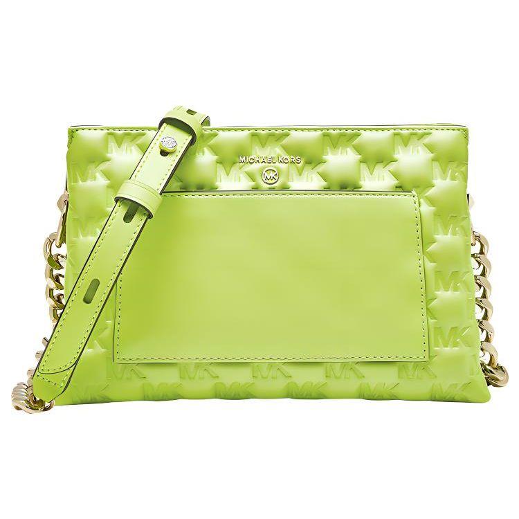Michael Kors Jet Set Charm Classic Leather Woven Fashion Commuter Shoulder Bag Women shoulder bag Lime 32S2LT9C9L-388 Basic Set (Bag+Dust Bag)