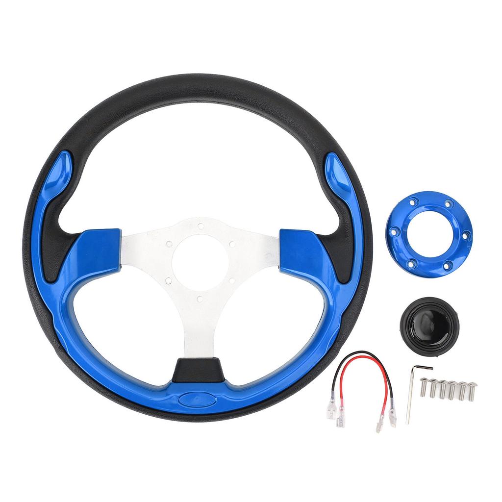 Steering Wheel Universal 13in Racing Style PU Aluminum Comfortable Grip 6 Hole Car Steering Wheel