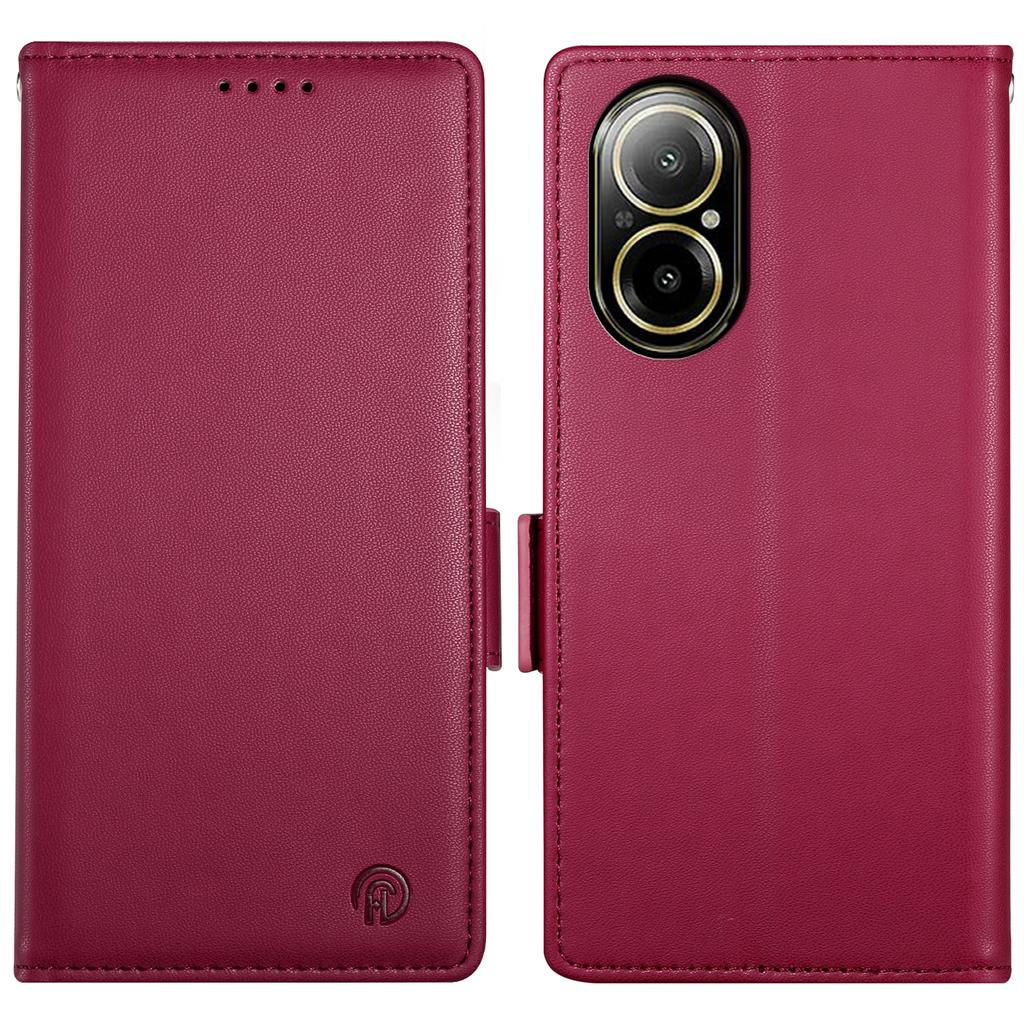 DF-010 For Realme C67 4G Case Leather Wallet Phone Cover with Magnetic Clasps