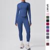 High-Waisted Seamless Butt-Lift Sportswear Set with Stand Collar & Long Sleeves for Outdoor Fitness