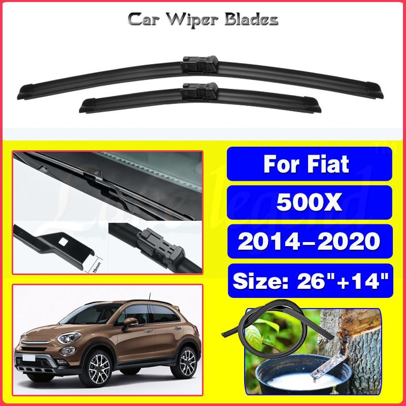 Car Wiper For Fiat 500X 2014-2020 Front Wiper Blades Soft Rubber Windscreen Wipers Auto Windshield 26"+14" 650mm + 350mm