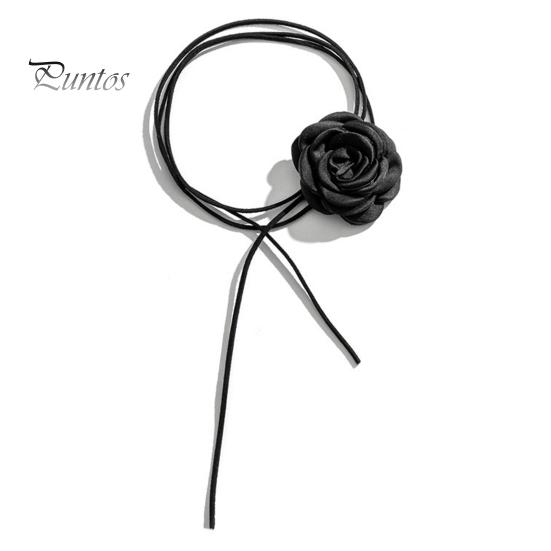 Retro Flower Women Choker Necklace Solid Color Elegant Lace Up Adjustable Strappy Collar Necklace Party Supplies