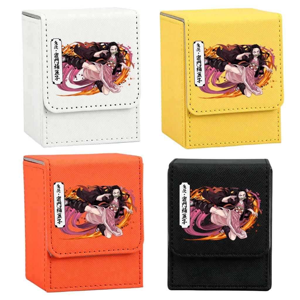 Anime Demon Slayer Card Case Kamado Tanjiro Nezuko Tsuyuri Agatsuma Zenitsu Self Made Leather Game Collection Card Storage Box