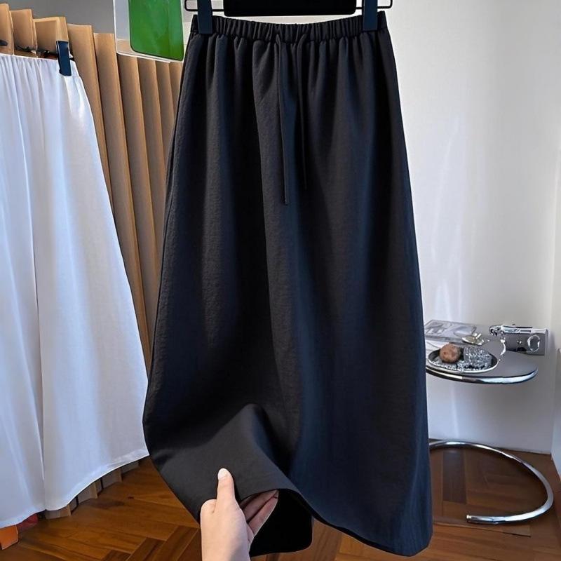 Women s Style High-Waist Plus Size Skirts Elastic Waist Solid Wrap Buttocks Autumn Winter Versatile Straight Leg Skirt 2XL чёрный