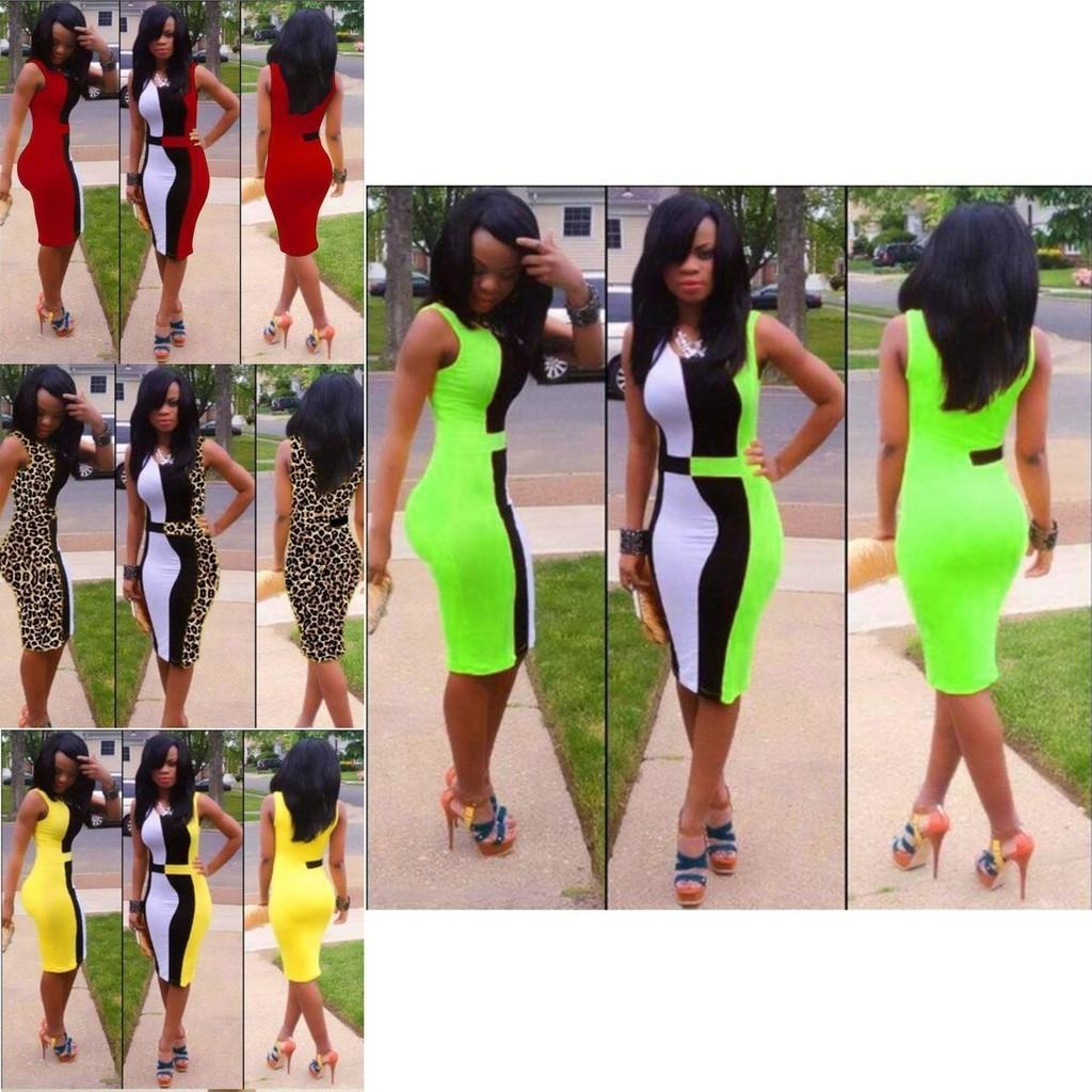 Elegant Colorful Sexy Fashion Bodycon Women Dress Sleeveless Fit Leisure Slim Design