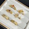 Elegant Wheat Designs Open Rings Adjustable Portable for Women Adjustable Size Sturdy Alloy Materials Gold Finish