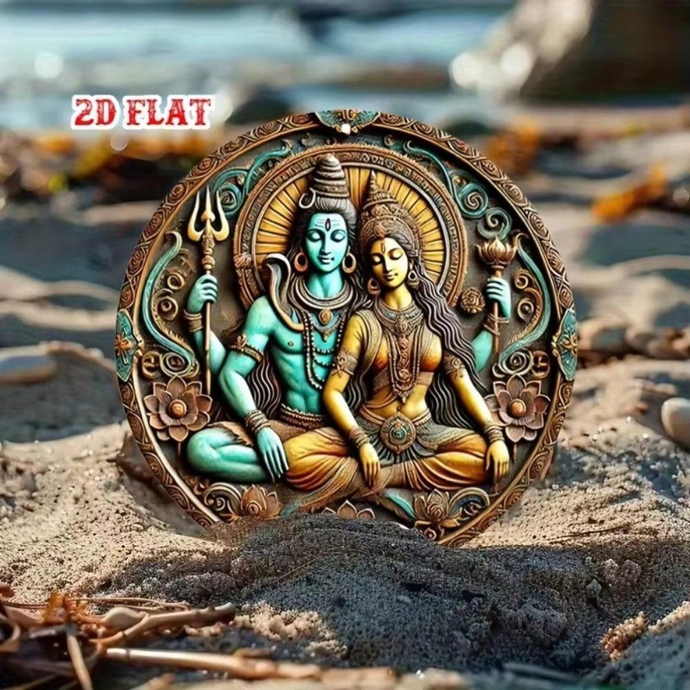 Religiöse Metallwandkunst Runde Göttin Shiva Zeichen Heimdekoration Rustikal