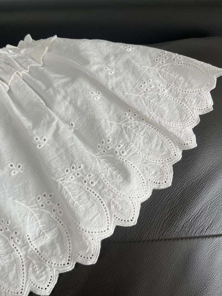 Women's Casual Versatile Sweet Side Tie Layered Cotton Skirt with Embroidered Apron