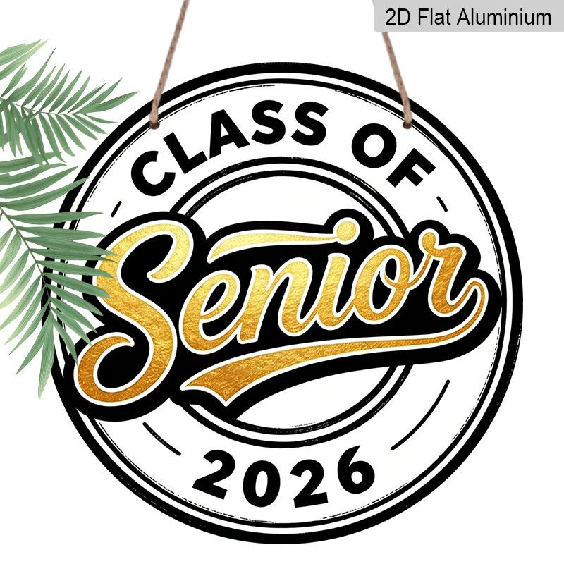 

2D Flat Aluminum 2026 Graduation-themed Wall Hanging, Available in Various Sizes, with A Sophisticated Black and Gold Color Scheme An Ideal Choice 7.87×7.87inch