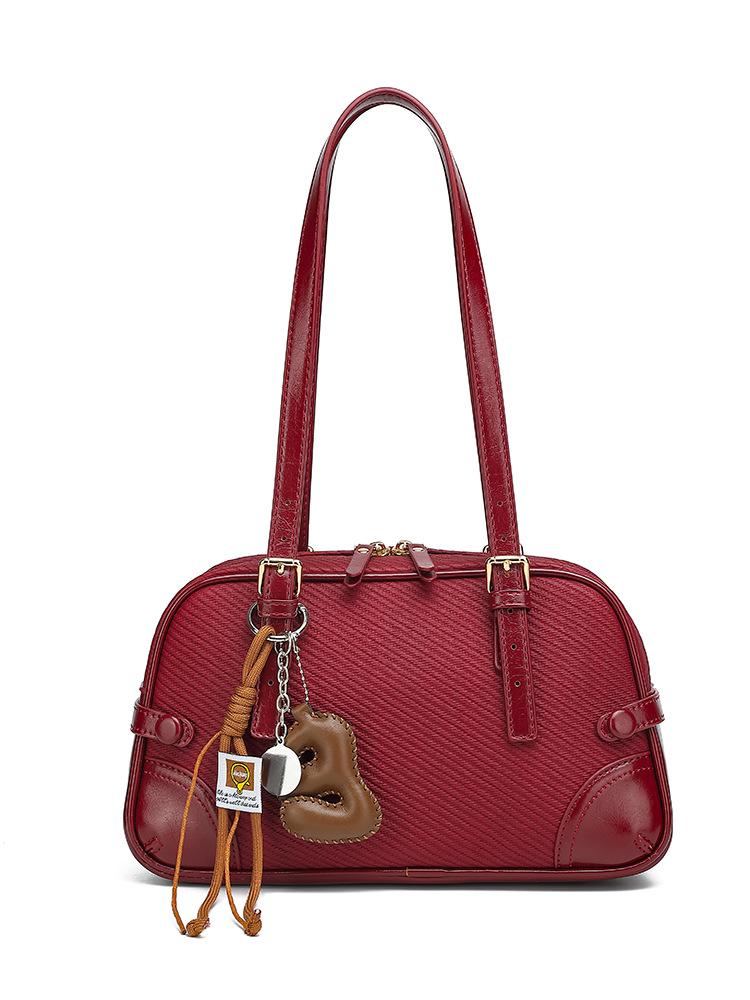 2025 Retro Red Matte Handbag: Versatile Korean Trend Small Commuter Underarm Bag for Women Red Matte Lambskin