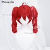 Parrucca Cosplay Kasane Teto Anime Donna Carina Parrucca Rossa a Coda di Cavallo Capelli Ricci Lunghi Resistenti al Calore Parrucca Teto Calotta per Parrucca Gratuita
