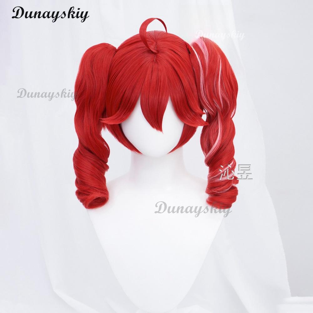 Parrucca Cosplay Kasane Teto Anime Donna Carina Parrucca Rossa a Coda di Cavallo Capelli Ricci Lunghi Resistenti al Calore Parrucca Teto Calotta per Parrucca Gratuita