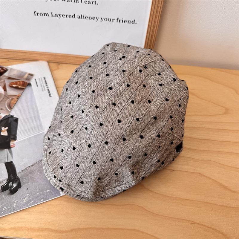 Retro niche striped forward hat women's spring and summer thin face small beret student couple cap men