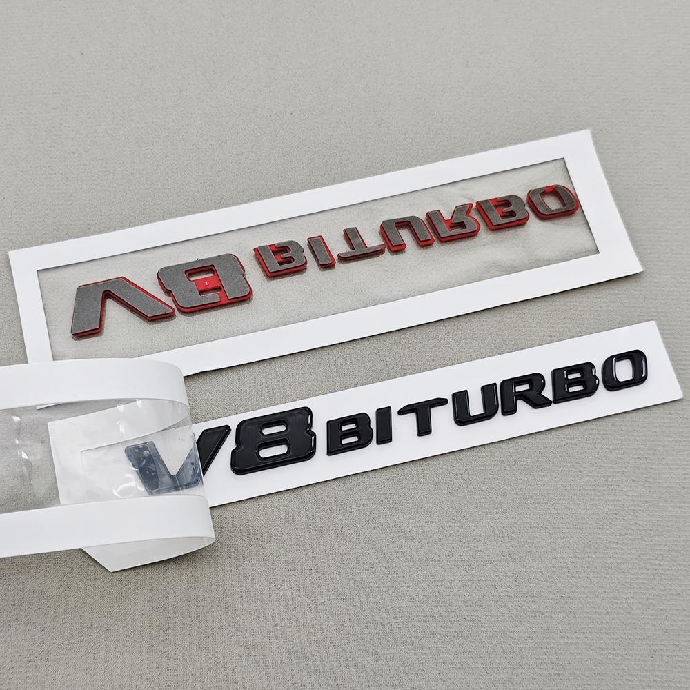 3D ABS Car Sticker V8 BITURBO Logo Emblem Trunk Fender Badge Decal For Mercedes-Benz AMG W218 C63S C63 E63 S63 CLS63 Accessories