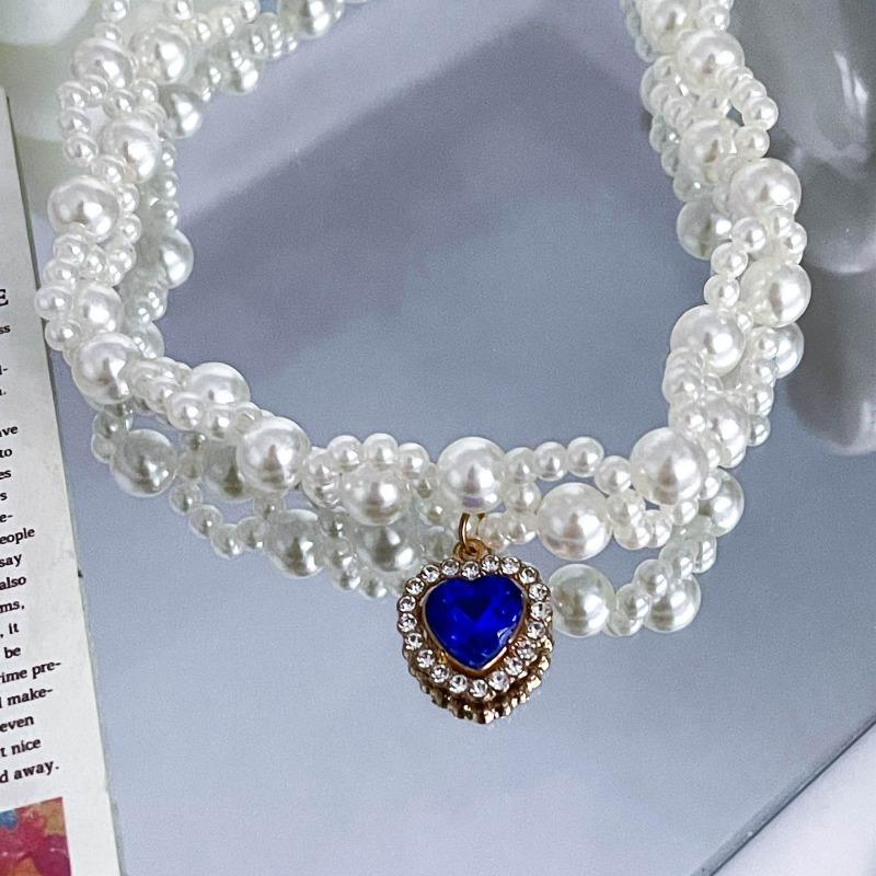 Original Pet Cat Pet Dog Necklace Exquisite Pearl Handmade Love Beaded Collar Korean Version